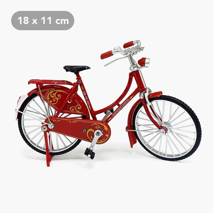 Fietsje vintage 12 cm blanco - rood