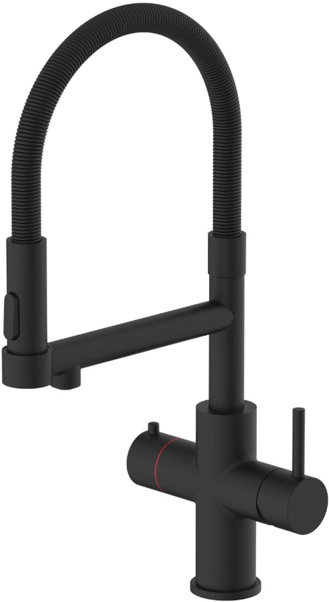 3-in-1 kokendwaterkraan ZWART | Flexibele uitloop