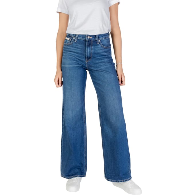 Brede Lederen Denim Broek