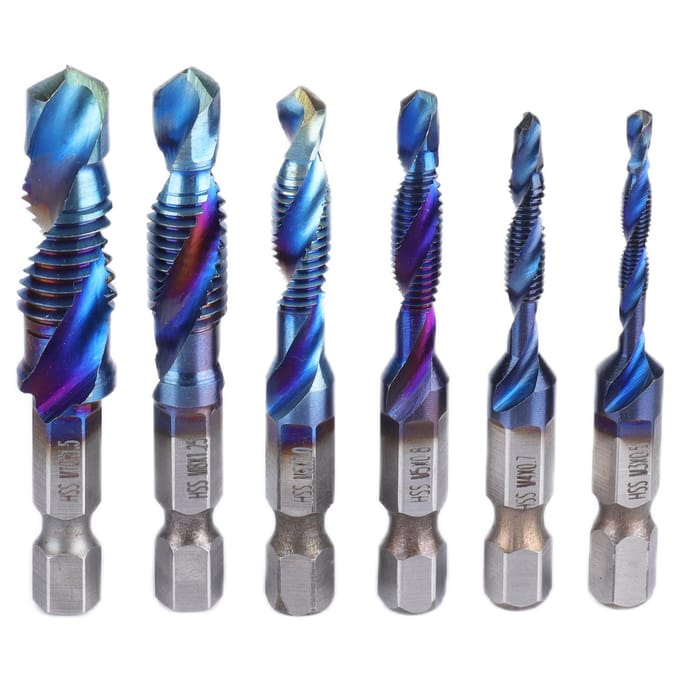 6 stuks Spiraalboor Set Blauw Gecoat Zeskant Schacht Boor- en Tapset voor Boren Snijden