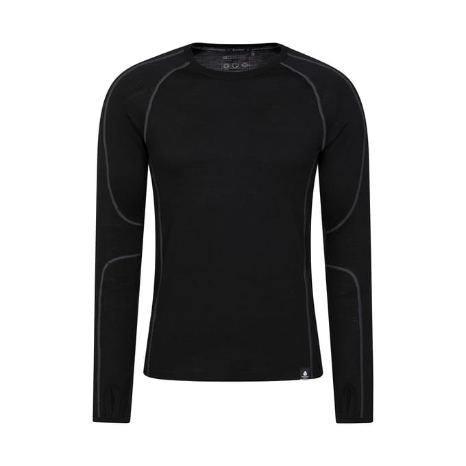 Mountain Warehouse Heren Asgard Merino Wol Base Layer Set (Zwart)