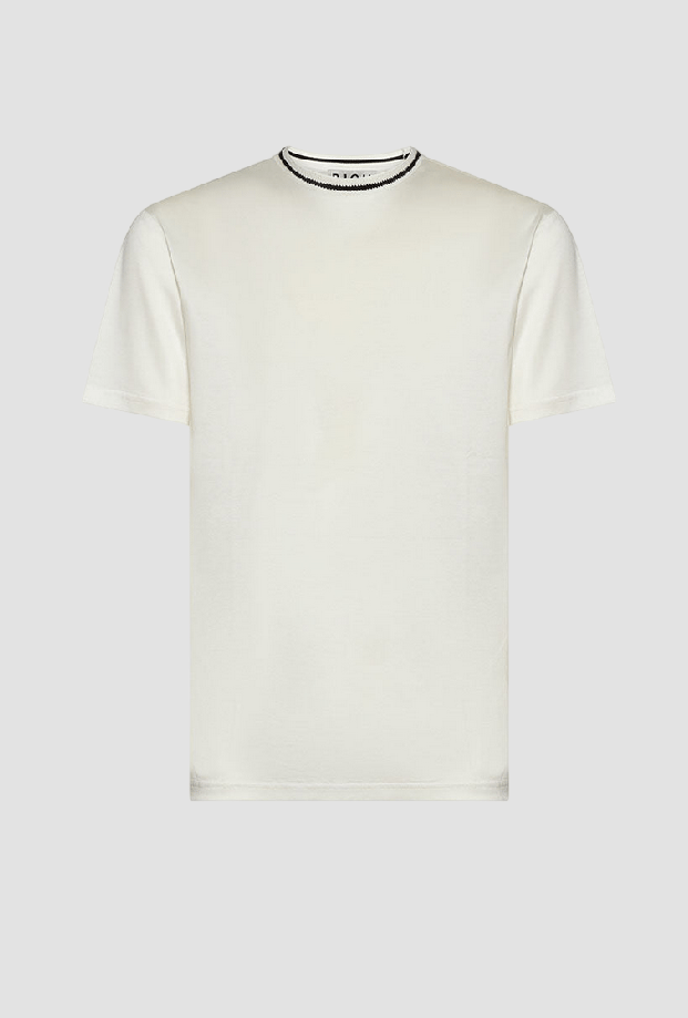 t-shirt met detail kraag man wit