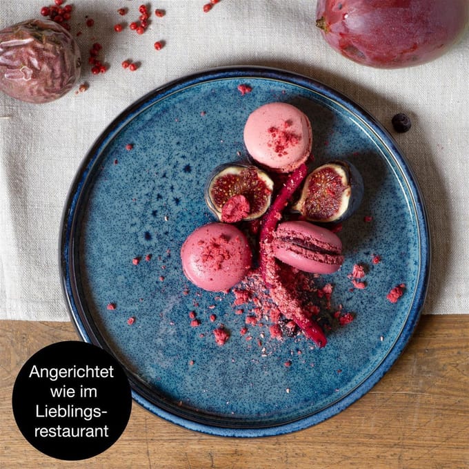 Moritz & Moritz SOLID Bordenset 4 Persoons - 4-delig Dessertborden Set - 21 cm Borden - Keramiek - Blauw
