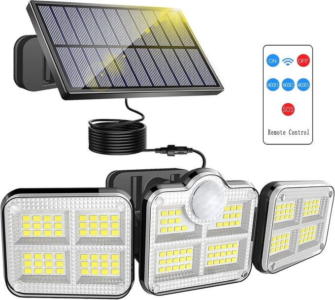 Draadloze Solar Buitenlamp met Bewegingssensor en Afstandsbediening, 3 Modi, IP65 Waterdicht