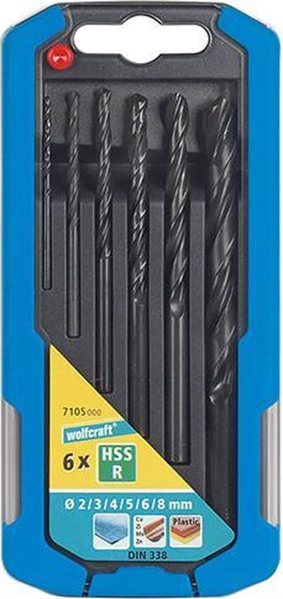 wolfcraft - Metaalboorset HSS gewalst, Ø 2–8 mm, 6-dlg. - 7105000