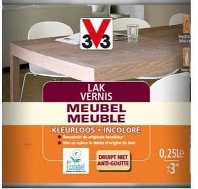 V33 Meubelvernis - Kleurloos - 0.25 l - Hoogglans - 12 m²/l