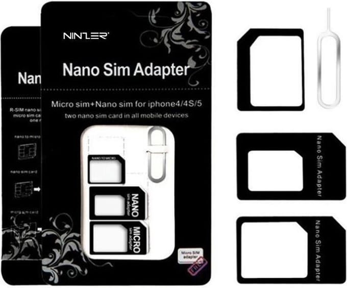 Ninzer Simkaart Adapter Set - Nano Sim naar Micro Sim & Standaard Sim - Micro Sim naar Standaard Sim - Sim Adapter met Uitwerp Pin