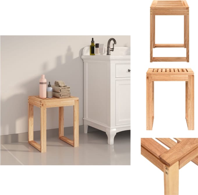 vidaXL - Badkamerkruk - 40x30x46 - cm - massief - walnotenhout