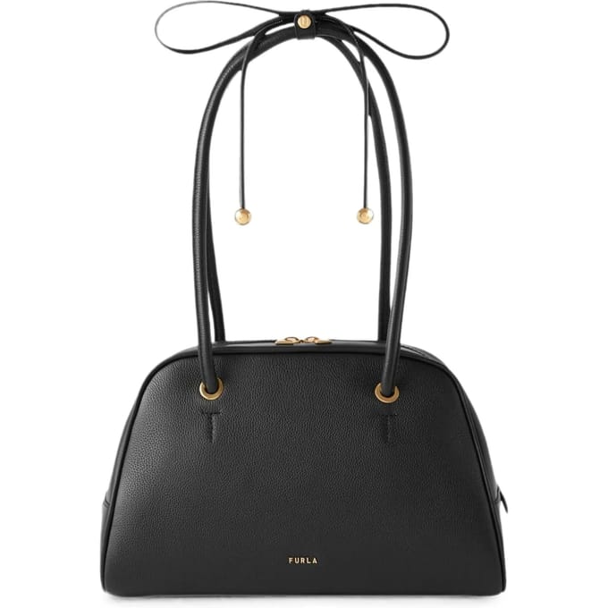 FURLA Leren schoudertas Poppy Dome Shoulder Bag Nero zwart