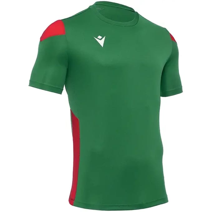 Macron Polis Shirt Korte Mouw Heren - Groen / Rood | Maat: M