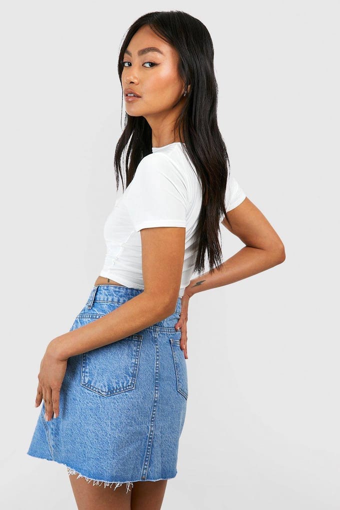 boohoo Dames Basic Denim Minirok | Lichtblauw | Maat: 34