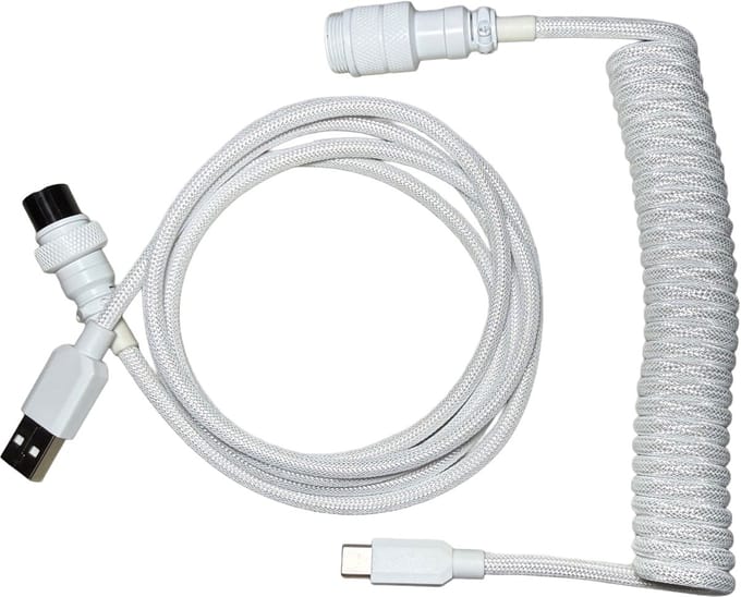 Premium Coiled Cable - Wit - USB-C Naar USB-A - Mechanisch Toetsenbord Kabel