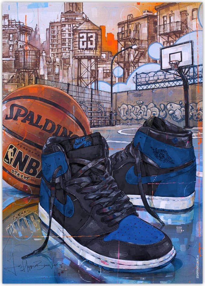 Sneaker poster basketball royal blue 50x70 cm