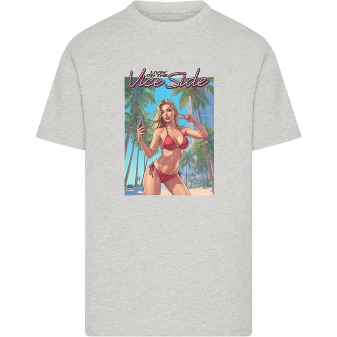 Mister Tee - Vice Side Oversize Heren Tshirt - XS - Grijs