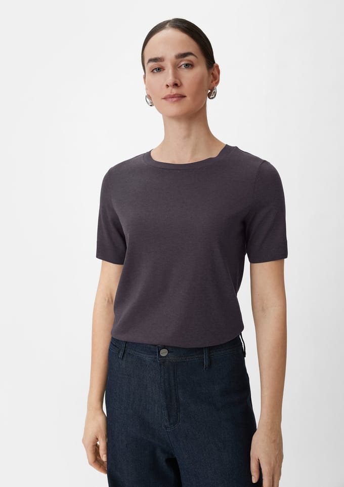 Korte mouwen T-shirt van lyocell en katoen gemengd dames COMMA