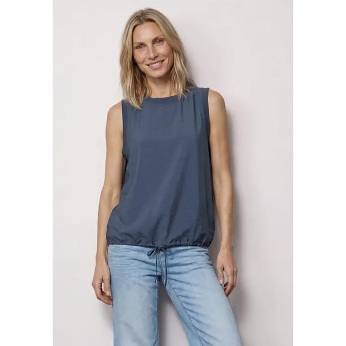 Blousetop met ronde hals en banddetail