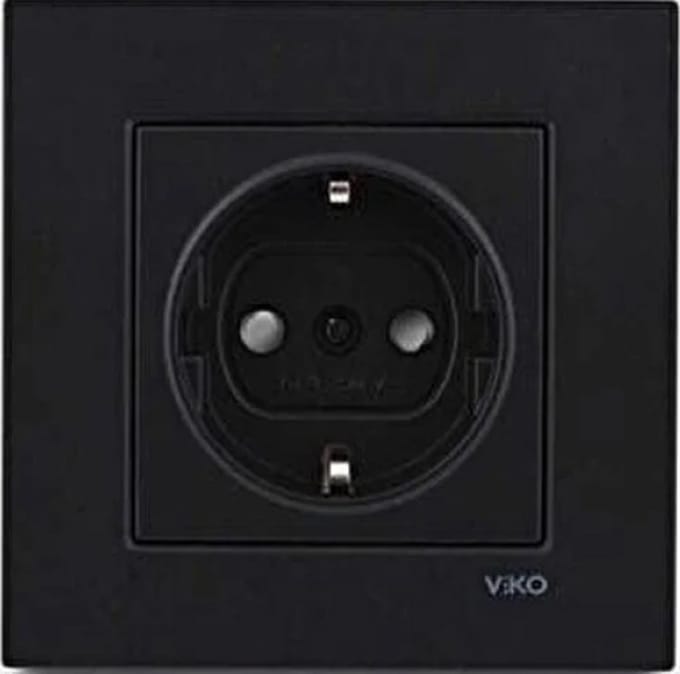 Panasonic Viko -Zwarte Wandcontactdoos-Stopcontact-Inbouw-Randaarde-Compleet