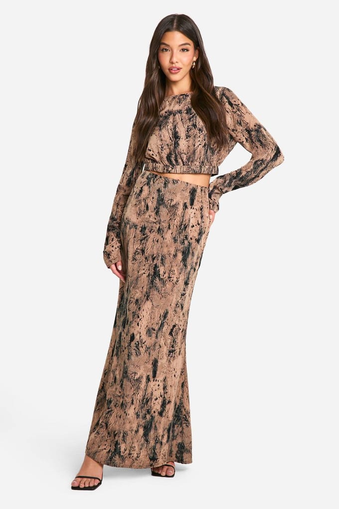 boohoo Dames Tonal Tie Dye Losse Pasvorm Geweven Crop | Taupe | Maat: 10