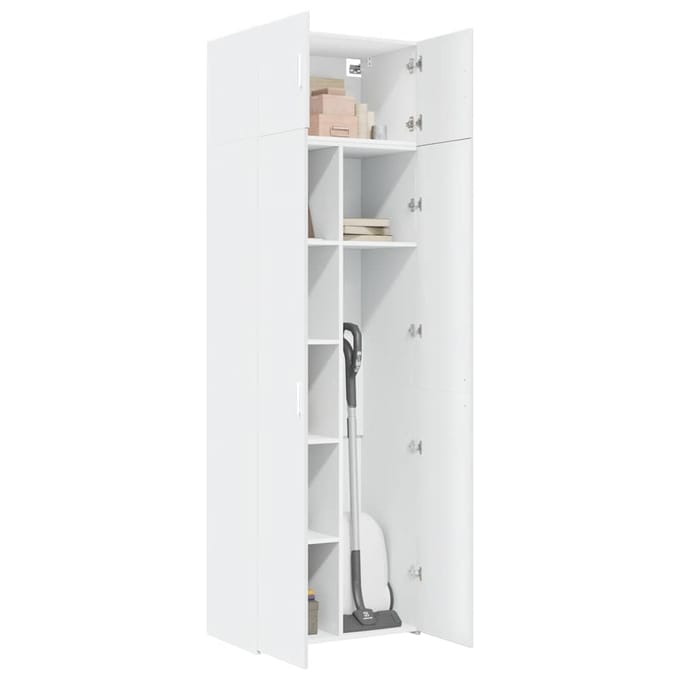 vidaXL - Opbergkast - 70x42,5x225 - cm - bewerkt - hout - wit