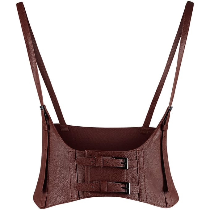Dames Korset Riem PU Leer Elastisch Cincher Vest Brede Tailleband Tailleband koffie