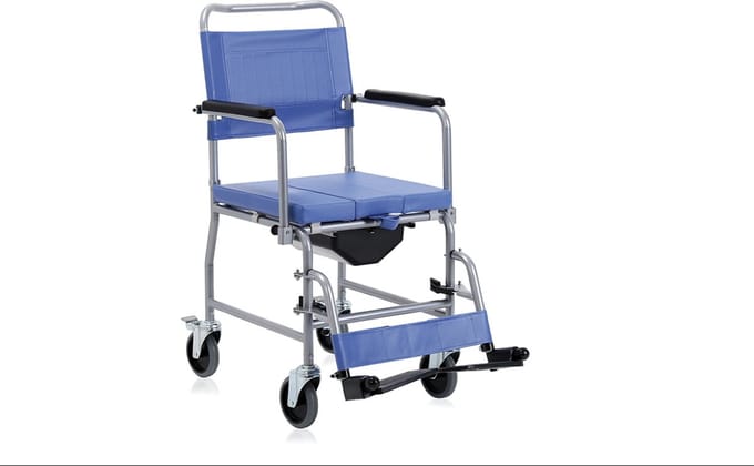 Moretti Verrijdbare commodestoel - Met voetsteunen - Blauw/Grijs