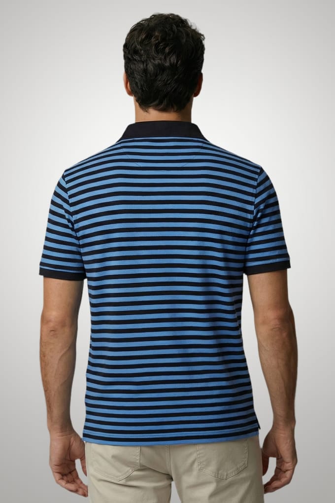 McGregor Pique Stripe Polo Medium Blue Größe: M | Poloshirts Outlet | Herren | Blau
