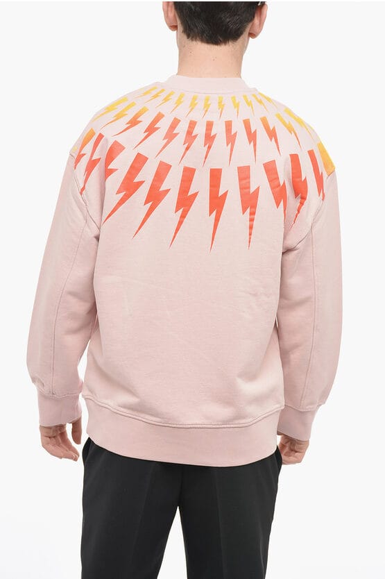 FAIR-ISLE THUNDERBOLT sweatshirt met ronde hals en Degradé Print in roze