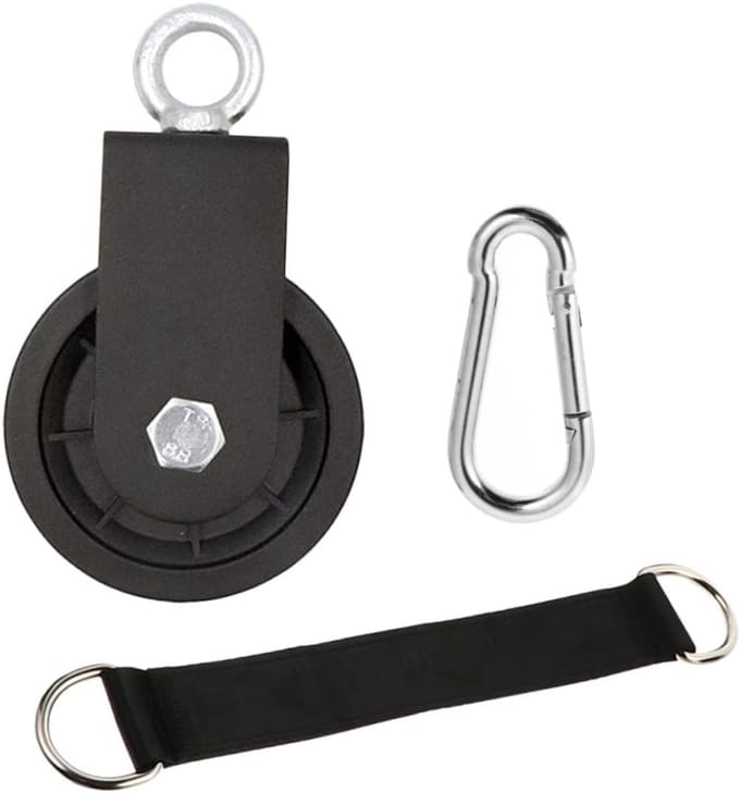 Fitness Katrol Set - Kabelmachine Accessoires - Thuisgym Training - Draaibare Ring - 15x9x3cm - Zwart