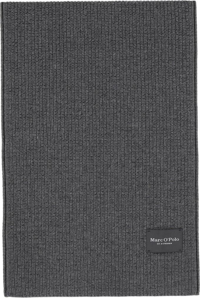 Marc O'Polo Sjaal Knitted Scarf Testimonial Campaign Graphite Grey Melange Donkergrijs
