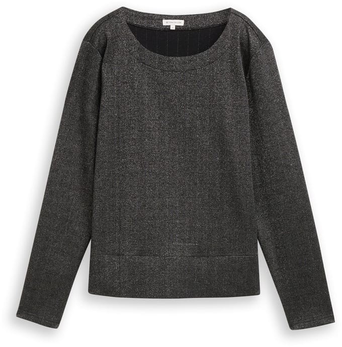 Tom Tailor - Shirt met lange mouwen met glittereffect - Maat S - glitter fabric