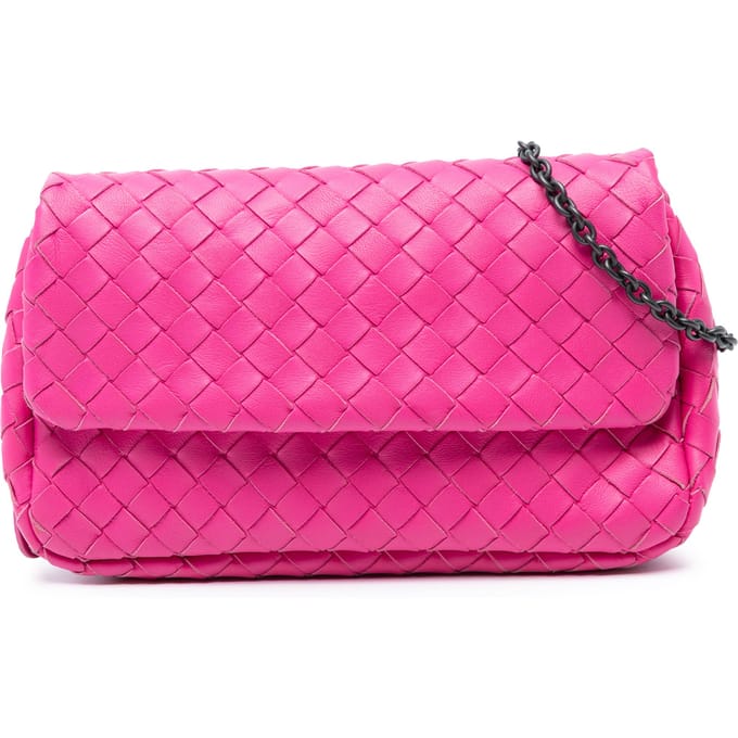 Tweedekans Mini Nappa Intrecciato Uitbreidbare Ketting Flap Crossbody