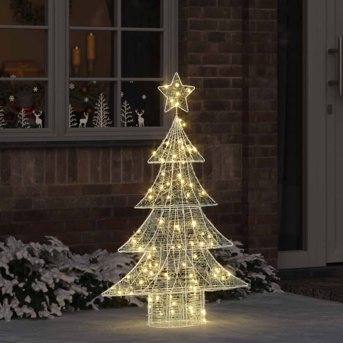 vidaXL Kerstboom 100 LED's Warmwit 120 cm Acryl