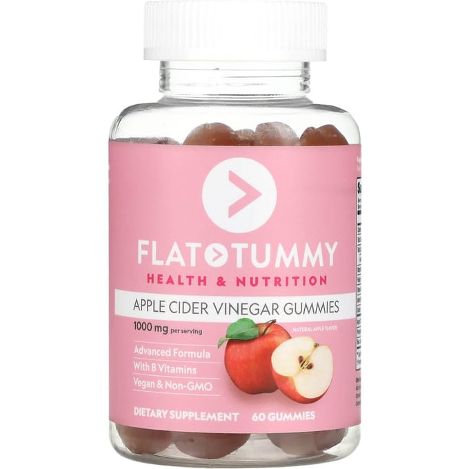 Platte Buik, appelciderazijn gummies, natuurlijke appelsmaak, 1.000mg, 60 gummies