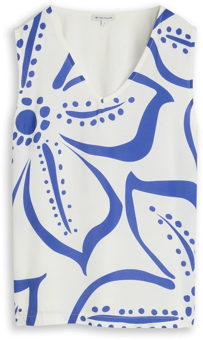Tom Tailor - Top met bloemenpatroon - Maat XL - Whisper White
