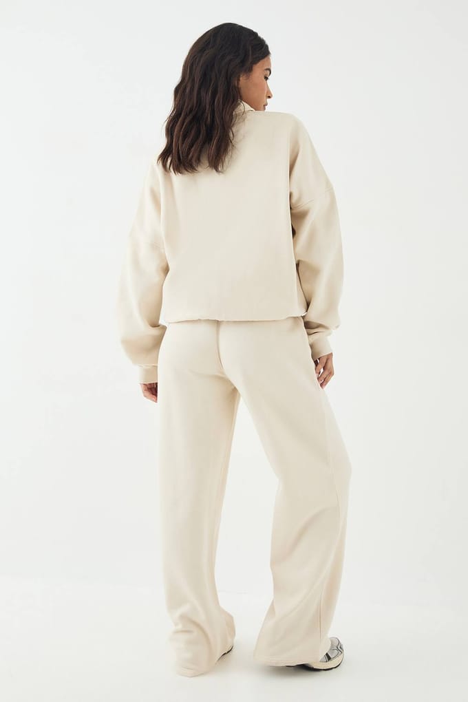 Dames DSGN Studio Self Fabric Applique Rechte Pijp Jogger | Stone | Maat: 2XL
