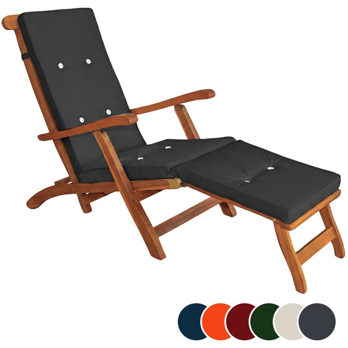 Detex Ligstoel Kussens - Waterbestendig 173x43cm - Antraciet