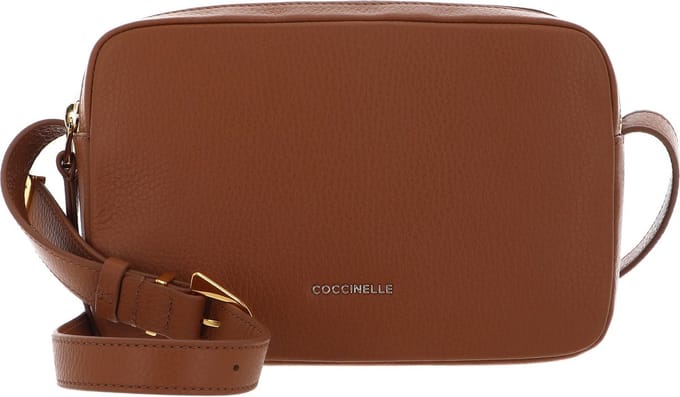 COCCINELLE Leren Schoudertas Coccinelle Gleen Handbag Grained Leather Cuir Terracotta