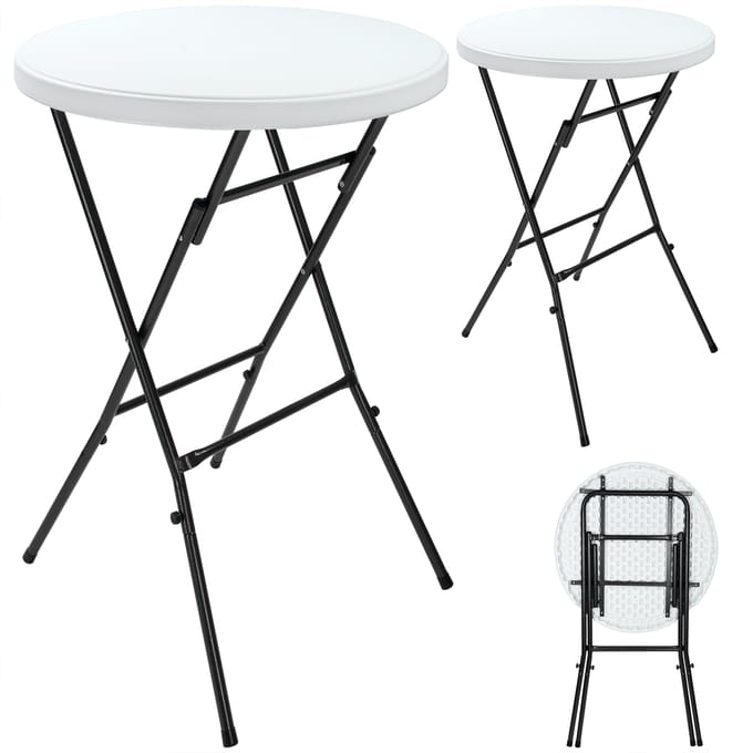 Casaria Statafel – 2 Stuks Ø 72 cm Hoogte 110cm Inklapbaar - Wit