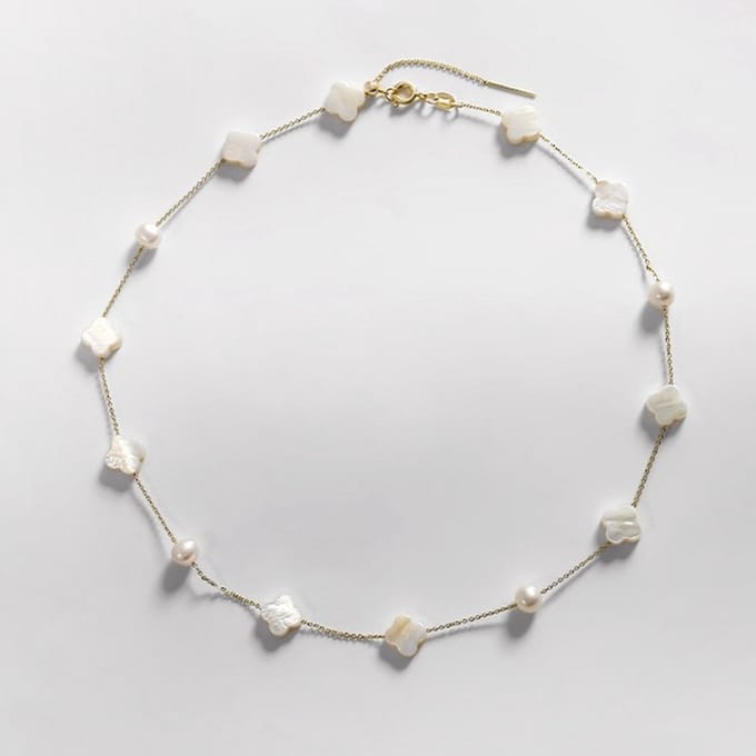 Moeder-van-Parel Klavertje-Vier Sieradenset-ketting