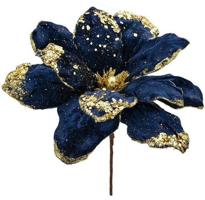 Clayre & Eef Kunstbloem Kerstster Ø 24x27 cm Blauw Kunststof