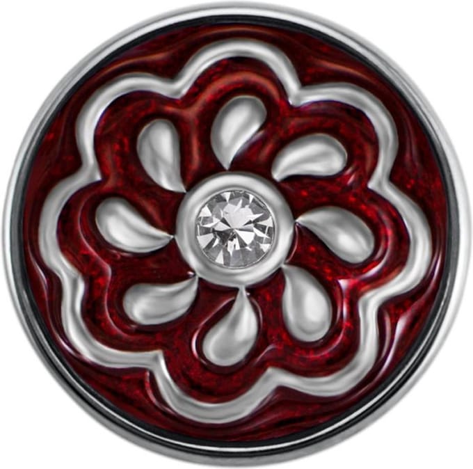 Quiges - Drukknoop Mini 12mm Bloem Rood - EBCMK047