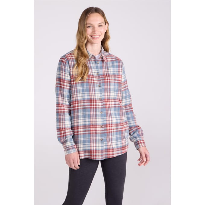 Mountain Warehouse Dames/Dames Balsem Geborsteld Flanellen Longline Shirt (Lichtblauw)