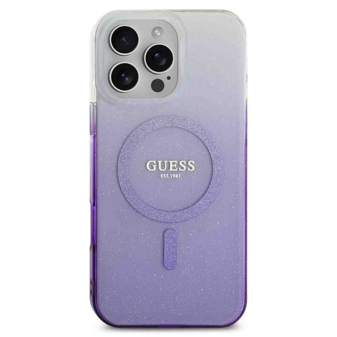 Guess geschikt voor MagSafe IML Glitter Gradient Case geschikt voor iPhone 16 Pro Max - Purple