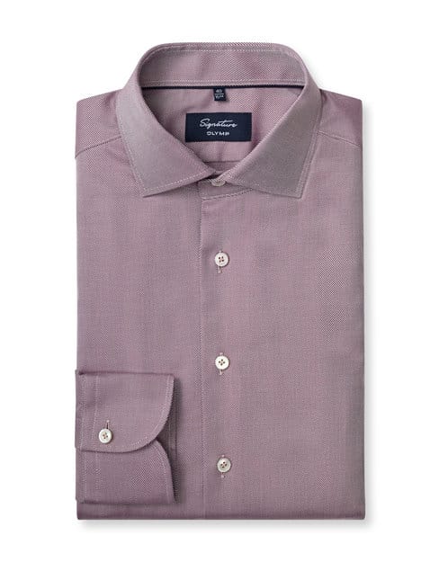 OLYMP Signature Overhemd, Tailored Fit, Signature Kent, Bordeauxrood