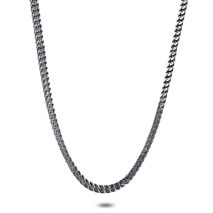Twice As Nice Halsketting in edelstaal, vierkante gourmet, 4 mm 50cm