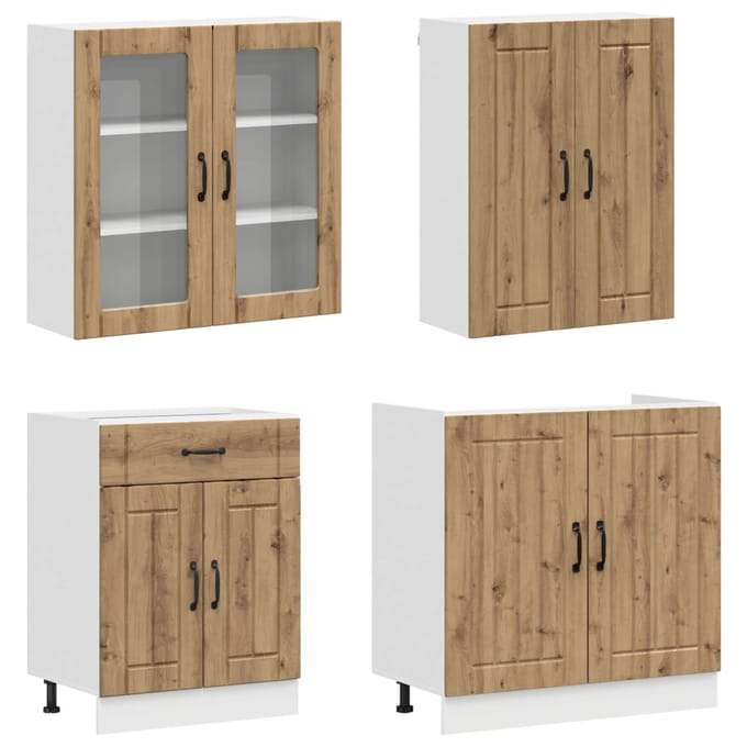 vidaXL - Keukenblok - LUCCA - 4 - st - Artisanaal - eiken - Bewerkt - hout