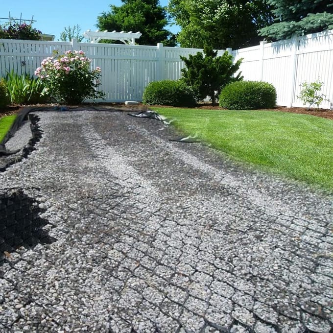 Grind Stabilisatorrooster - Oprit Stabilisatie - Landschap Ondersteuning - Duurzaam Polyethyleen - 2 x 8 Meter - Zwart