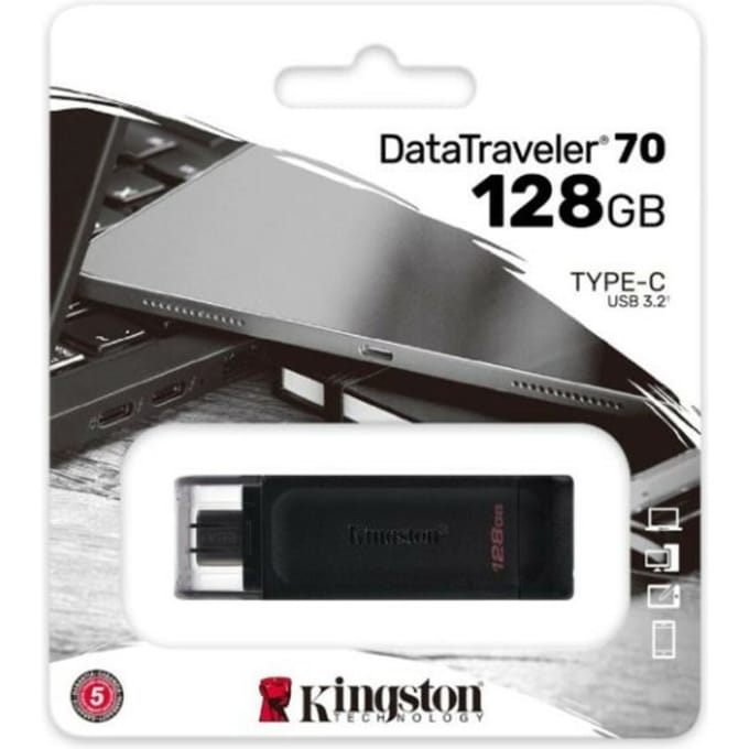 Kingston DataTraveler 70 USB-stick Retail 128 GB Zwart DT70/128GB USB-C