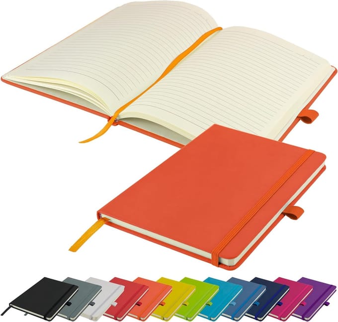 A5 Luxe Hardcover Notitieboek met Penlus en Elastische Sluiting in Oranje