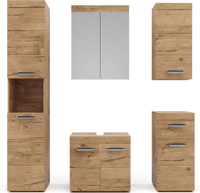 Vicco Badkamermeubel set Luna, Eiken Wotan, 5-delig
